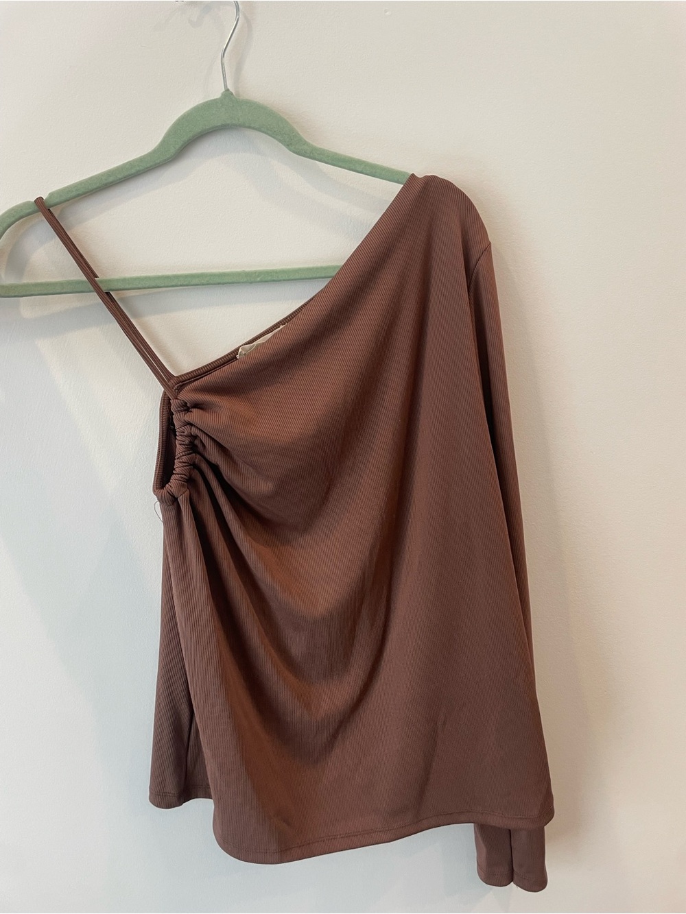 Mango Ribbed Brown Knit Top
